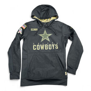 Dallas Cowboys Sweater Adult SMALL Black Nike Hoodie NFL Military Army Dri Fit
